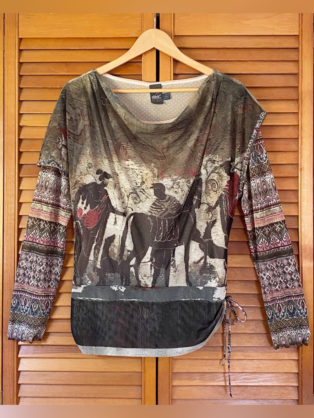 ANAC by Kimi Top Womens Size XL Mesh Sheer Layered Draped Artsy Funky Whimsigoth